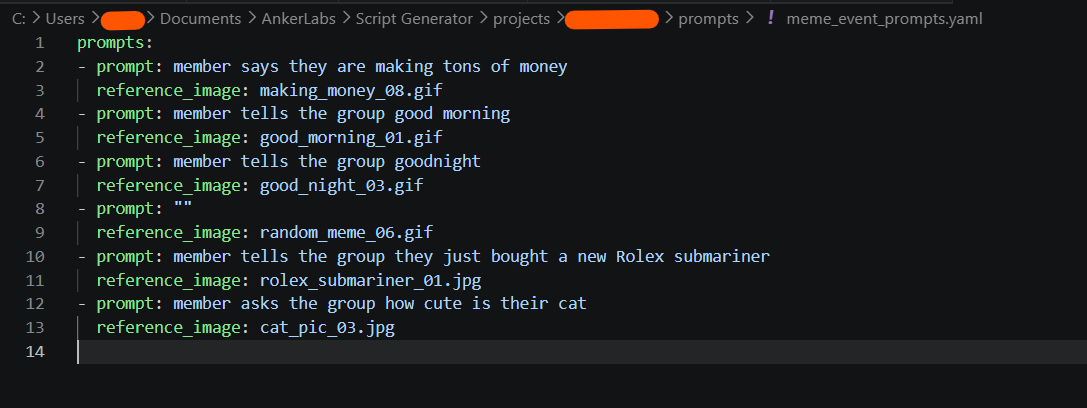 Meme Prompt Configuration Layout